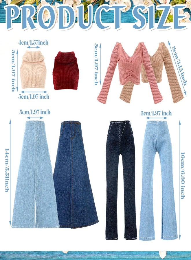Bencailor 8 Pieces Summer Doll Clothes for 11.8 Inch Doll Accessories Sweaters Denim Pant Regular Outfit Clothing for Gift(Classic Color) - Image 3